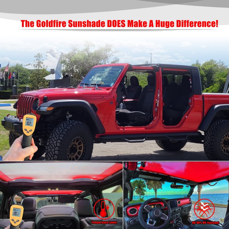Goldfire Top Sunshade Mesh for Jeep Gladiator JT 2018-2023 4-Door