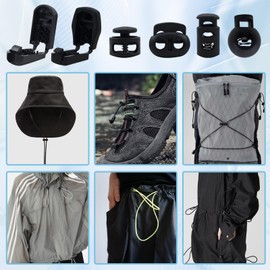 Elastic Rubber Cord 10 m - 3 mm Rubber Cord with 40 Cord Locks 2 Holes & 40 Cord Clamps, Black Rubber Band, Round Rubber Cord, Expander Rope for Drawstring, Backpack, Washing Lines, Tents