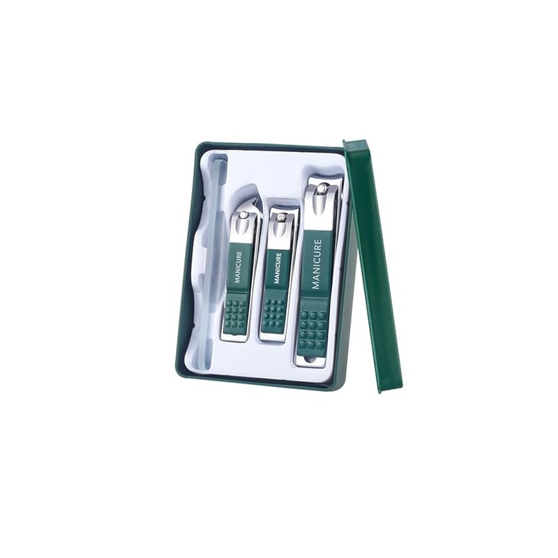 Manicure Set of 4 Nail Clippers and Files - Green