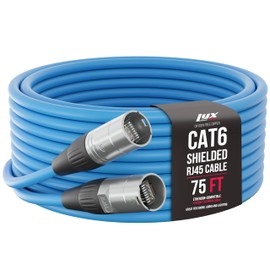 LyxPro 75 Feet Shielded CAT6 Ethercon Cable - Professional Audio & Lighting RJ45 Cable, Studio-Grade Sound Transmission, Extreme Durability - Blue