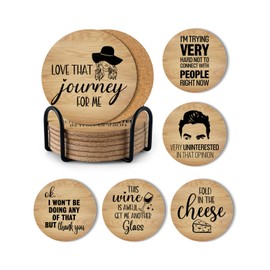 PWHINGN Funny Friends TV Show Coasters Set of 6 with Holder, Schitts Creek Merchandise Friends TV Show Merchandise Coasters for Drinks, Cork Coasters for Coffee Table, Schitts Creek Gifts for Fans