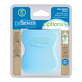 Dr. Brown's Options+ Wide-Neck Glass Bottle Sleeve, 100% Silicone, Blue, BPA-Free, 5 oz, 1-Pack