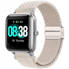 Issinlky Nylon Braided band for Veryfitpro ID205L, 19mm Elastic Strap for GRV FC1 IDW15 ID205S ID205G ID215G ID216 ID205L YM205L Uwatch3 Ufit GT BV205L TE021 SW020 SW021 SW023 Smartwatch