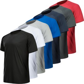 MLYENX 5/7 Pack Workout Shirts for Men Quick Dry Moisture Wicking Mens Gym Shirts Athletic T-Shirts