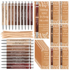 ReliThick 40 Sets Employee Appreciation Gifts Bulk Thank You Gift Includes Bamboo Pens with Inspirational Kraft Bookmark Office Favor for Team Coworker Teacher Nurse Assistant Volunteer,10 Style