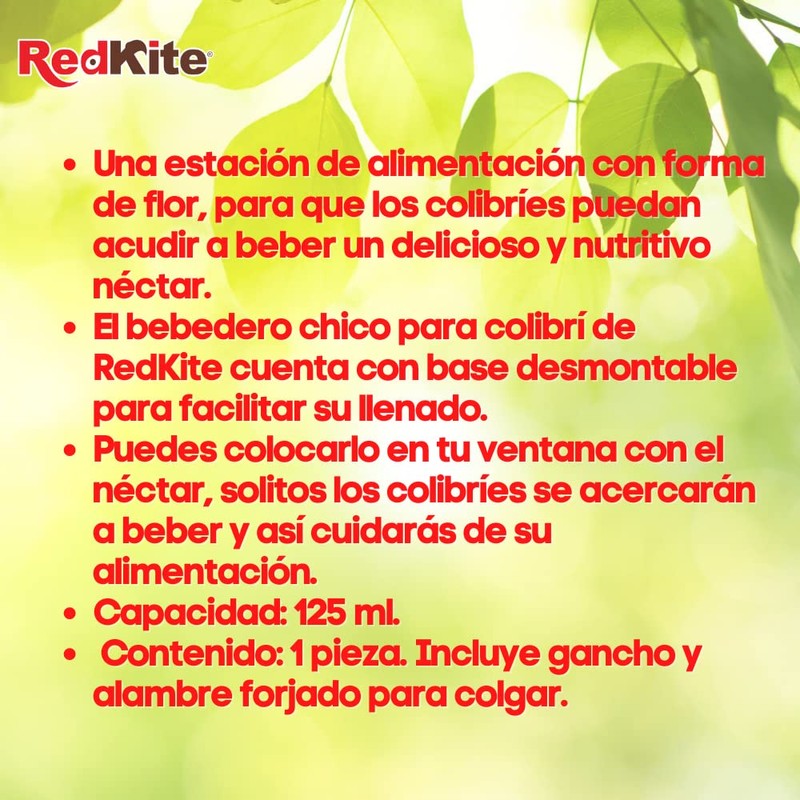 RedKite Bebedero para Colibrí Tamaño Chico con Capacidad de 125