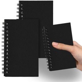 Jutom 2 Pcs Small Spiral Notebooks Memo Pads 3 x 5 Inch Pocket Notebooks Lined College Ruled Journal Mini Note Pads Sketchbook for Office Employee Appreciation Gifts,120 Pages (Black)