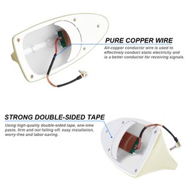 Shark Fin Aerial Antenna for Car Roof, Automotive Top Roof AM/FM Radio Signal Base Cover, Vehicle Shark Fin Shape Decor with Adhesive Tape, Car Accessories Universal for Trucks, SUV, Van (Gold)