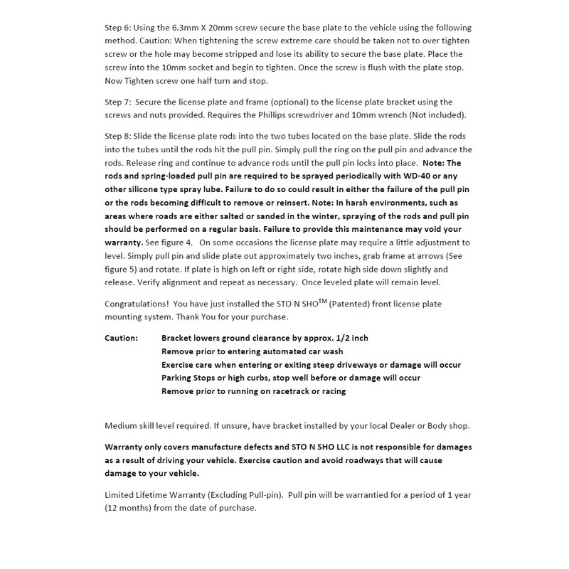 STO N SHO Front License Plate Bracket Compatible with 2020-2023