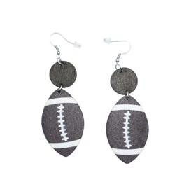 Wooden Sport Earrings Baseball Football Volleyball Earrings Lightweight Gameday Earrings for Sport Fans Players Jewelry Gift for Women Teen-football