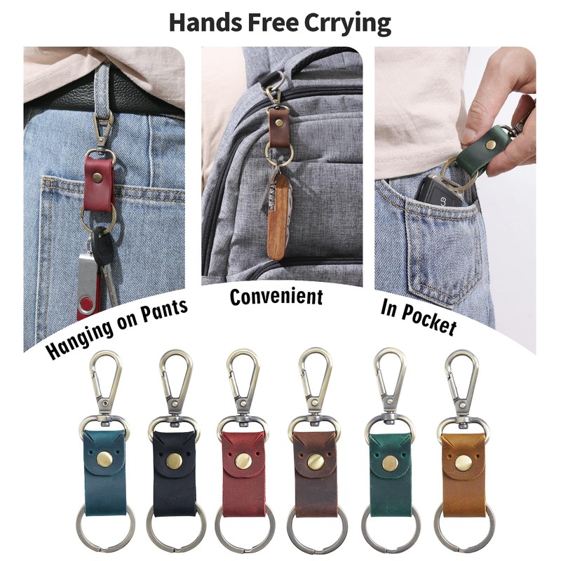 Jack&Chris Genuine Leather Keychain, Small Keychain for Man and Women,