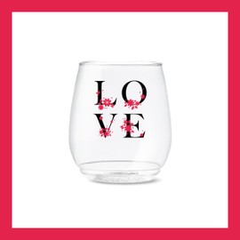 TOSSWARE POP 14oz Vino Love Wins Series, SET OF 6, Premium Quality, Recyclable, Unbreakable & Crystal Clear Plastic Printed Glasses