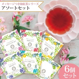 Japanese Tea Specialty Store Kigokoro Japanese Black Tea Bags with Messages, 6 Types Assorted, Petite Gift, Individual Packaging, Wedding, Retirement, Joining Company, Appreciation