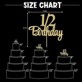 Decoración para tarta de cumpleaños de 1/2 – Decoración para tartas de 6 meses, decoración para tartas de cumpleaños de niño/niña, accesorio para fotografía, decoración brillante para tartas, medio cumpleaños