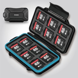 ハクバ HAKUBA ハードメモリーカードケース SD12 (SD/microSDカード用) 各12枚ずつ収納 ブルー 耐衝撃 防塵 防滴 ABS樹脂製 シリコン製パッキン DMC-22SD12BL 4977187371550