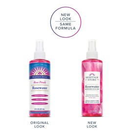 Heritage Store Rosewater, Refreshing Facial Mist for Glowing Skin, With Damask Rose Oil, All Skin Types, Rose Water Spray for Face Made Without Dyes or Alcohol, Vegan & Cruelty Free, 8 oz