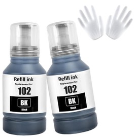 ASEKER 102 Ink 2 Black Compatible with Epson EcoTank ET-2750 ET-2756 ET-2850 ET-2851 ET-2856 ET-3700 ET-3750 ET-3850 ET-4500 ET-4700 ET-4750 ET-4850 ET-4850 50 ET-504856 ET-1500 Printer (BK*2)