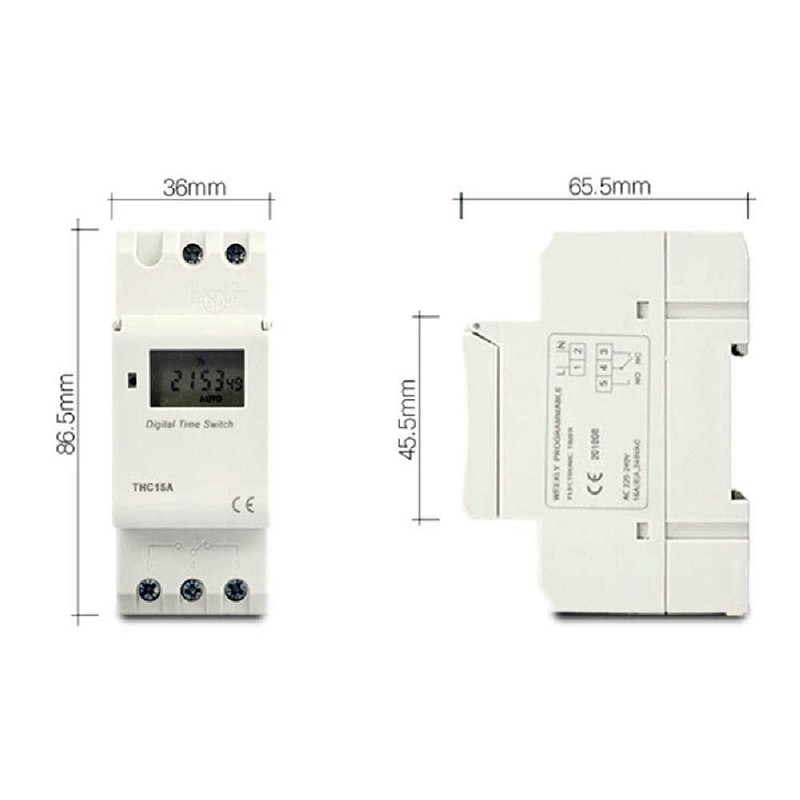 Timer Switch, Weekly THC15A 16A Digital LCD Programmable Timer DIN