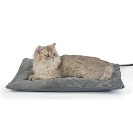 Petace Outdoor Heated Cat Bed, Soft Pet Heating Pad with Steel-Wrapped Cord, Outside Pet Warmer for Feral Cats and Dogs, 19.7" x 15.7", 40 Watts