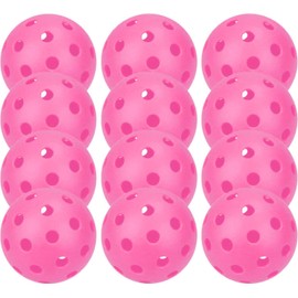 12 Pack Pickleball Balls, 40 Holes Outdoor Pickleballs, High Elasticity & Durable Pickle Balls for All Style Pickleball Paddles(Pink)