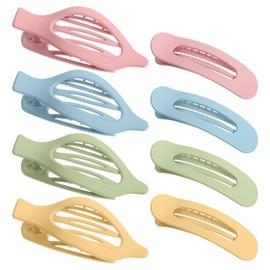 obeoby 8 PCS Flat Hair Clips, Light Colorful Flat Claw Clips 2 Styles Hair Claws for Women Girls Thin Hair