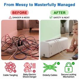 Power Strip Cover Box, Baby Proof Surge Protector Cover, Large Cable Management Box for Cords & Cables, Childproof Electrical Safety for Toddlers(2 Pack)