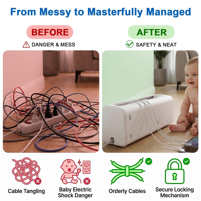 Power Strip Cover Box, Baby Proof Surge Protector Cover, Large