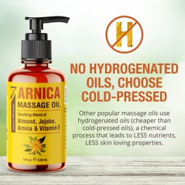 Seven Minerals Arnica Sore Muscle Massage Oil for Massage Therapy - 4 oz - Ideal for Professional or at-Home Body Massage.