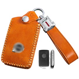 LETINGFAR Key Case for Volvo Smart Key Case Key Cover Genuine Leather Volvo Dedicated Design Key Holder Fit For XC60 XC40 S90 V40 XC70 V70 S40 V50 Key Case, Braun