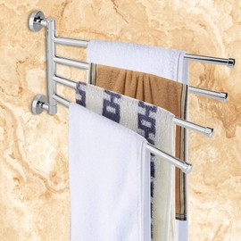 Haofy Toallero de Brazo oscilante para baño, 4 Brazos, Soporte Giratorio para Colgar en la Pared, Soporte para Colgador de Toallas de baño de Acero Inoxidable, Brazo para Barra de