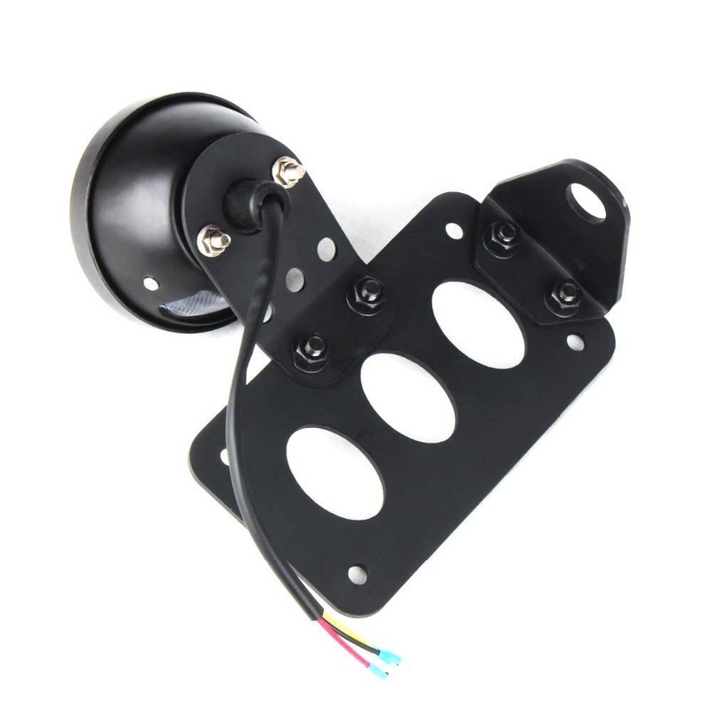PACASK Red Motorcycle Tail Light Side Mount Vertical License Plate
