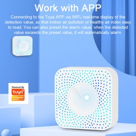 Tuya WiFi Intelligent Air Quality Monitor 6-in-1 Air Housekeeper PM2.5/Formaldehyde/VOC/CO2/Temperature/Humidity Detector Compatible with Alexa  Home for Home Office