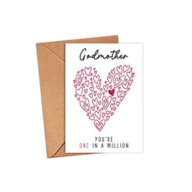 Godmother You're One In A Million Card - Godmother Birthday Card - Thank You Greeting Card - Card For Her - Anniversary Card - Mother's Day Card - Thank You Card - I Love You Godmother Card