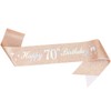 70th Birthday Decoration Sash for Women,Rose Gold Sash with White