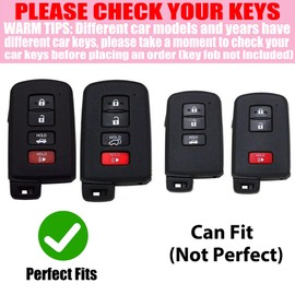 YIKECASE Key Fob Cover with Diamond Keychain Car Key Holder Case Compatible with Toyota Avalon Camry Corolla Highlander RAV4 2012-2019 Protector for Women, 4 Buttons (Silver-Heart)