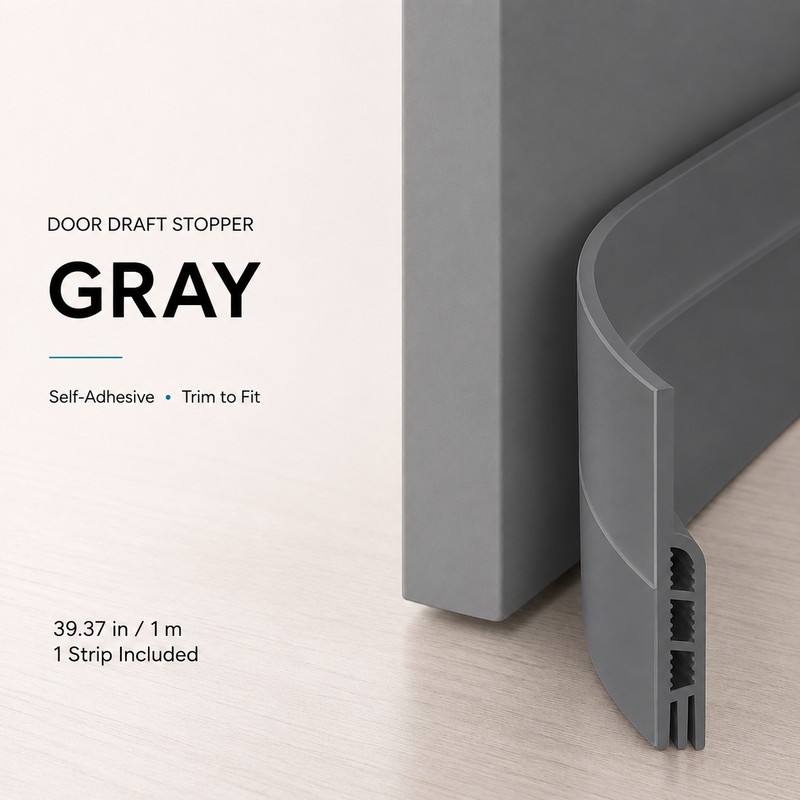 Door Draft Stopper, Self-Adhesive Under Door Sweep, 39.37-Inch Trim-to-Fit Strip