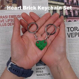 2pcs Brick Matching Heart Keychain Set Best Friend Keychain for Friendship Boyfriend Girlfriend BFF Heart Key Ring Set Couples Matching Stuff Gifts for Valentines Birthday Anniversaries（Dark Green）