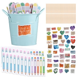 Pencil Flip Name Sticks with Box and Sticker Customized Wooden Stick Stickers Flip Name Sticks for Classroom Management Teacher Essentials Student Educational and Learning Activities,Blue