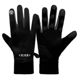 Glove Layer Touch Screen, Anti-Slip Warm Elien Gloves Liners for Cycling Biking Sporting Driving for Women (Black)