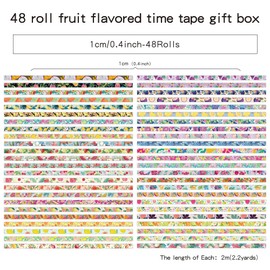 icceemee 48 Rolls Fruit Theme Washi Tape Set, Writable Decorative Tapes for Scrapbooking, Bible Journaling, Bullet Journaling, 0.39"x79" per Roll