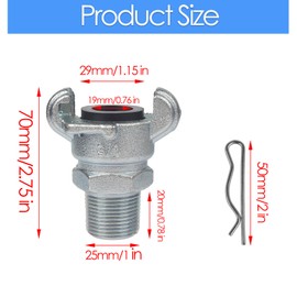 HLGHLG 3/4 Inch Chicago Air Hose Fitting Adapter – 0.75" NPT Male Thread with 2 Lug Universal Coupling for Air Hose Connections