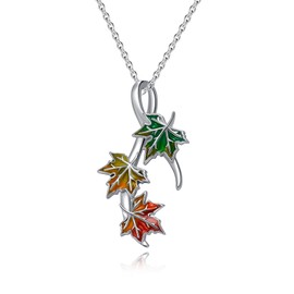 YONFQE Maple Leaf Necklace 925 Sterling Silver Fall Maple Leaf Pendant Necklace Maple Autumn jewellery Gifts for Women