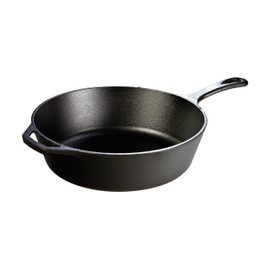 Lodge 5 Quart Pre-Seasoned Cast Iron Deep Skillet - Signature Teardrop Handle & Assist Handle - Use in the Oven, on the Stove or Grill, or Over a Campfire - Black