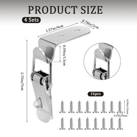 90 Degree Tool Box Hood Locks Latches with Keyhole, Stainless Steel Box Latch Toggle Catch Lock, Cabinet Latch Hardware Corner Latch, Generic 90 Degree Latch for Box Cabinet Door Barn(4 Sets)