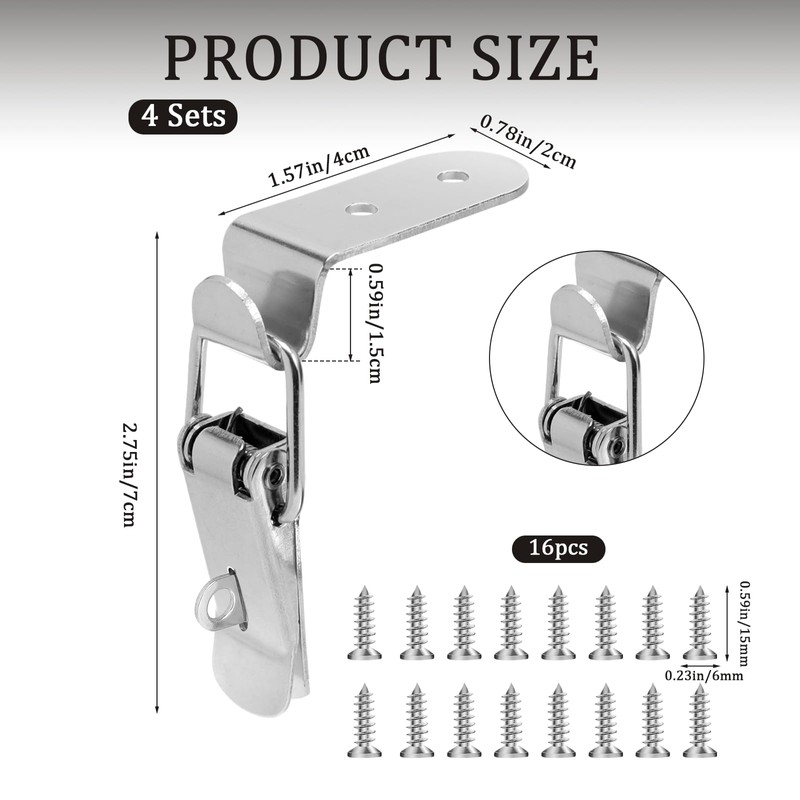 90 Degree Tool Box Hood Locks Latches with Keyhole, Stainless