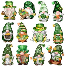 JOPHMO Wooden Gnome Ornaments, 24 PCS St. Patrick's Day Decorations, Rustic Home Decor for Irish Saint Patty’s Day Party Supplies
