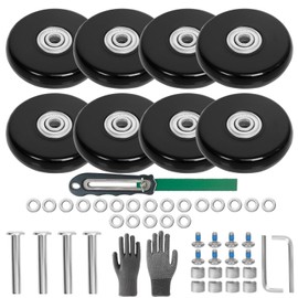 50mmx14mm/1.97inx0.55in Luggage Replacement Wheels Set 8Pcs with Saw 50mm/1.97in Axles Rubber Swivel Caster Wheels Travel Luggage Wheel Repair Kit for Suitcases Trolley Bags