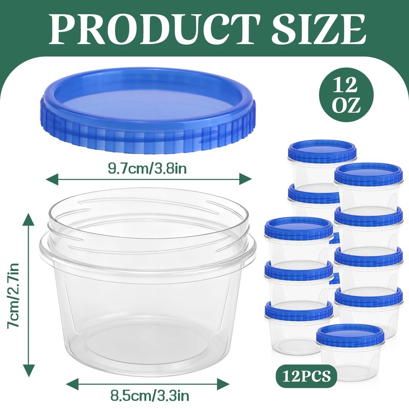 ISUSSER 12 Pack Freezer Containers with Screw On Lids, 12