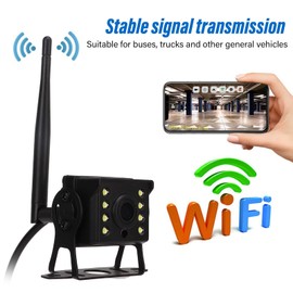 Keenso Truck Reversing Camera, Truck WiFi 12V-24V Wireless Reversing Camera Waterproof HD IR Night Vision Reversing Cameras for Bus Truck Reversing Camera