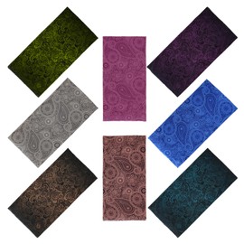 SMEHCF 8 Multipurpose Bandanas for Women Men Headband Balaclava Hair Head Scarf Face Half Airsoft Paintball Mask Neck Gaiters Breathable Washable Grey Blue Purple Green Cashew Flower Classical Color